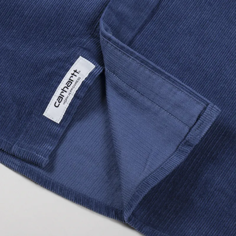 Carhartt WIP Long Sleeve Madison Fine Cord Shirt Hudson Blue Black-7