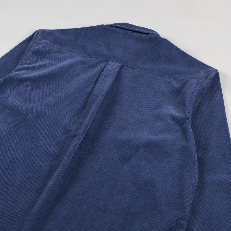 Carhartt WIP Long Sleeve Madison Fine Cord Shirt Hudson Blue Black-3