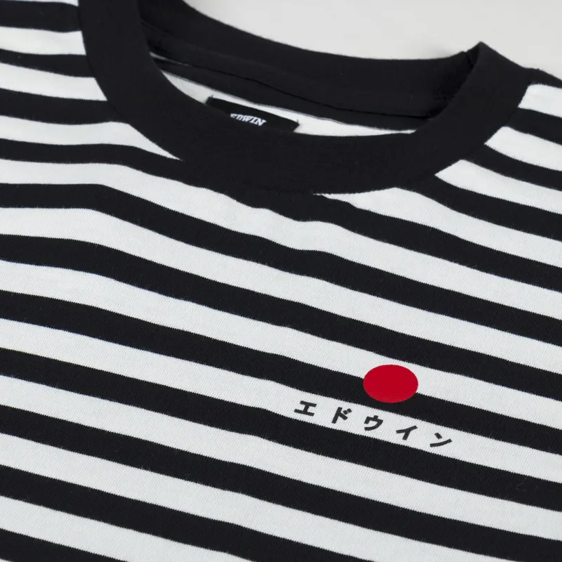 Edwin Basic Stripe T Shirt Black White-4