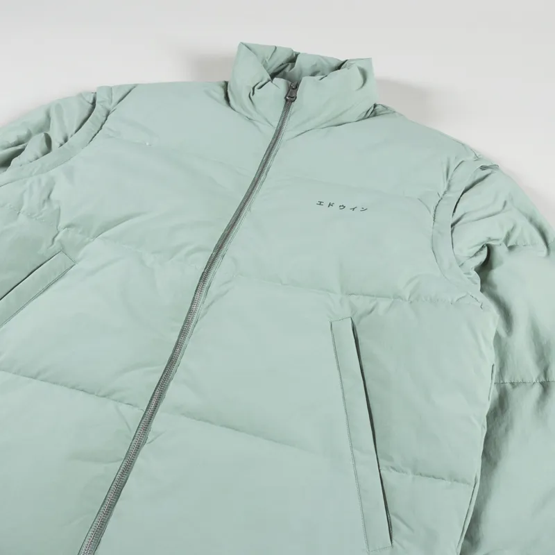 Edwin Detachable Sleeves Puffer Iceberg Green-3
