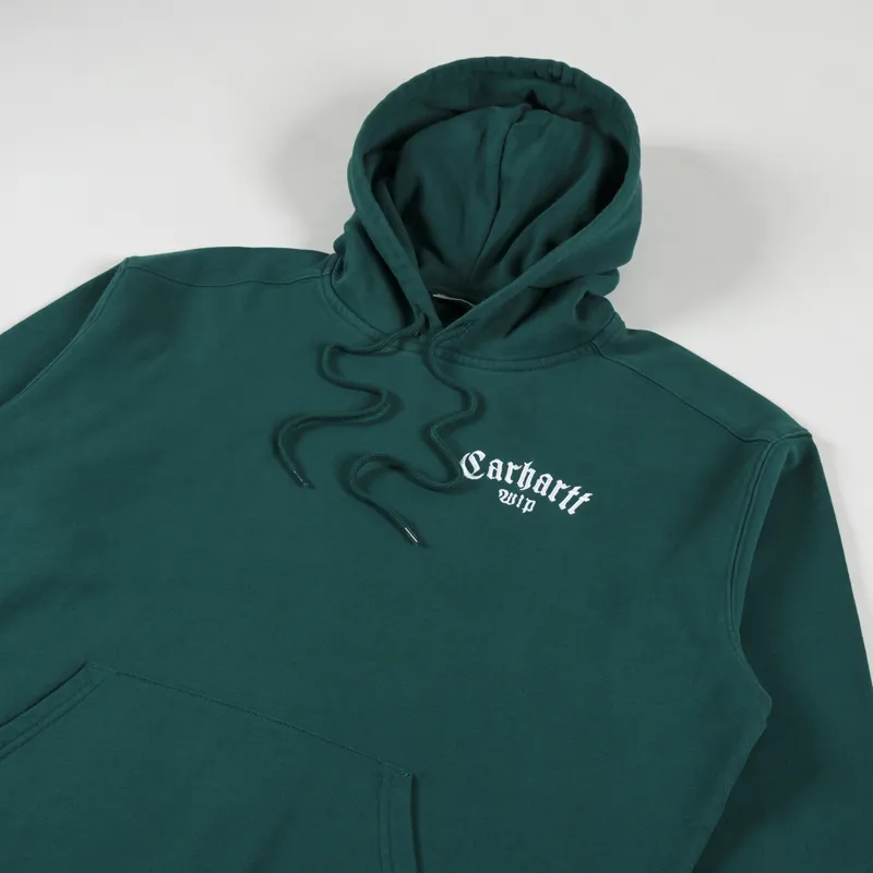 Carhartt WIP HOODED ONYX SCRIPT ダークグリーン Carhartt WIP Hooded Onyx Script Sweat Green | BSTN Store