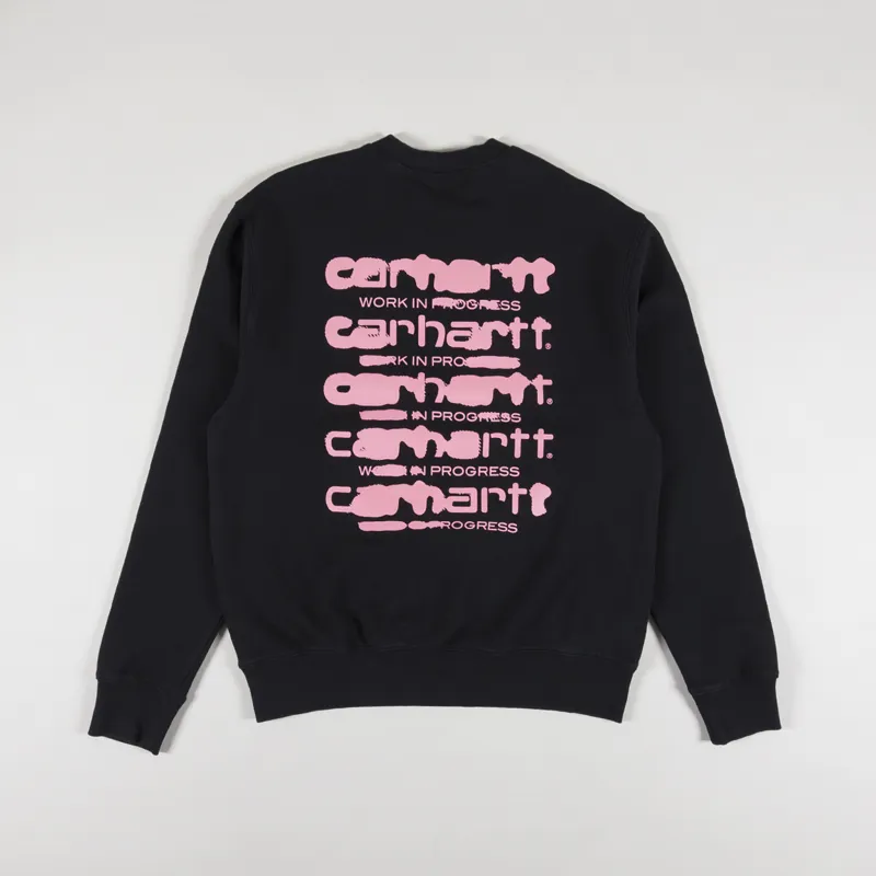 Carhartt WIP Mens SS24 Ink Bleed Sweatshirt Crewneck Black Pink