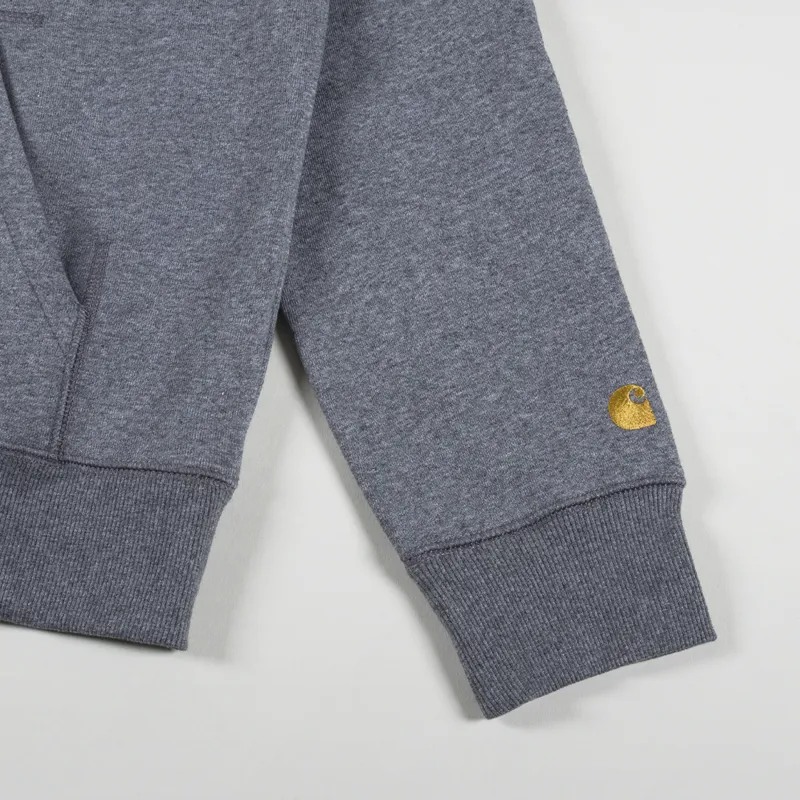 Carhartt WIP Hooded Chase Sweat Dark Grey Heather Gold-5