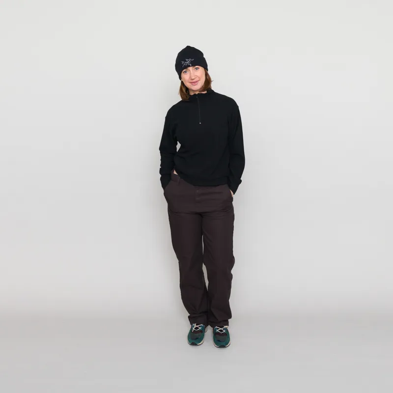 Girls of Dust Womens Zipper Pullover Rib Peluche Black-2