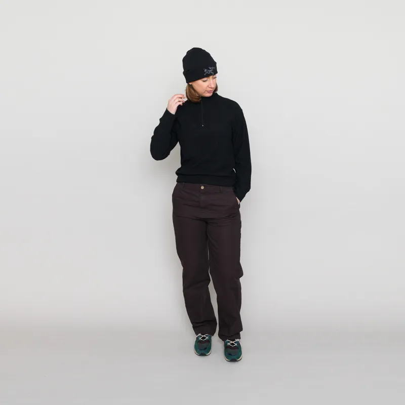 Girls of Dust Womens Zipper Pullover Rib Peluche Black-3