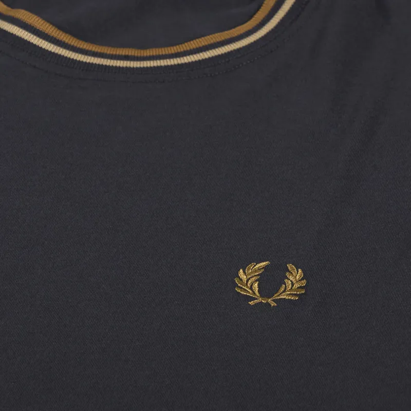 Fred Perry Twin Tipped T Shirt Grey Stone Caramel-2