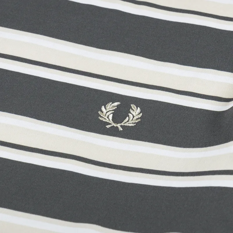 Fred Perry Stripe T Shirt Field Green Oatmeal-2
