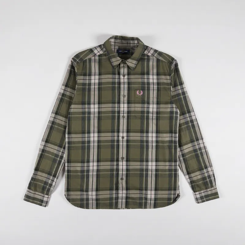 Fred Perry Tartan Twill Shirt Uniform Green
