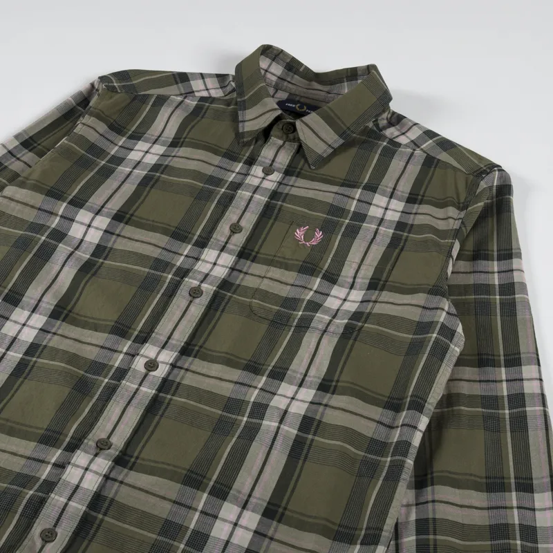 Fred Perry Tartan Twill Shirt Uniform Green-2