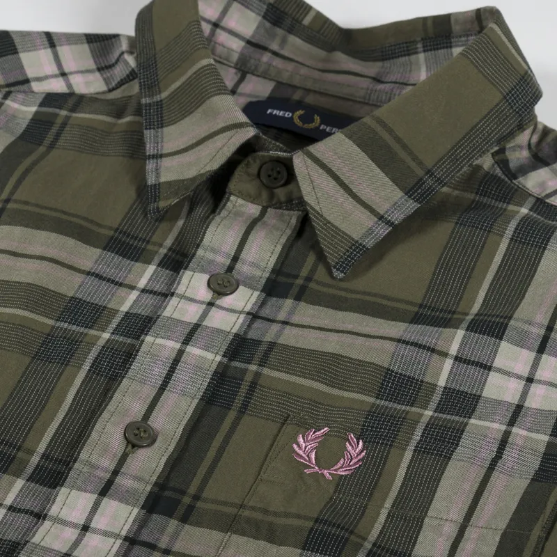 Fred Perry Tartan Twill Shirt Uniform Green-4