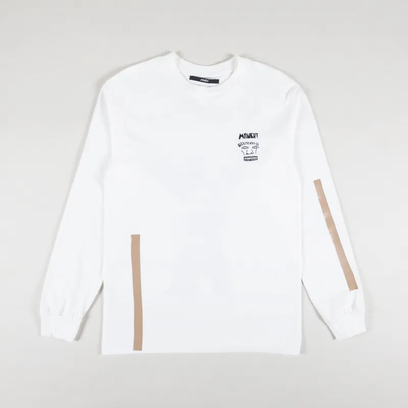 Midnight Mens Goya Man Long Sleeve T Shirt Tee White