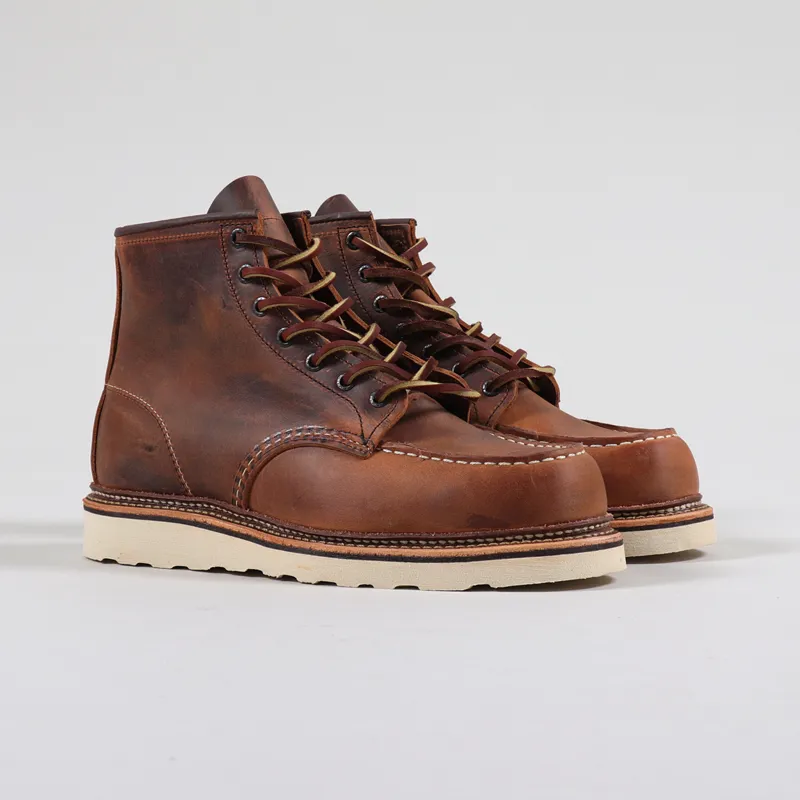 Red Wing Shoes Mens Moc Toe Boots Copper Rough Tough Brown