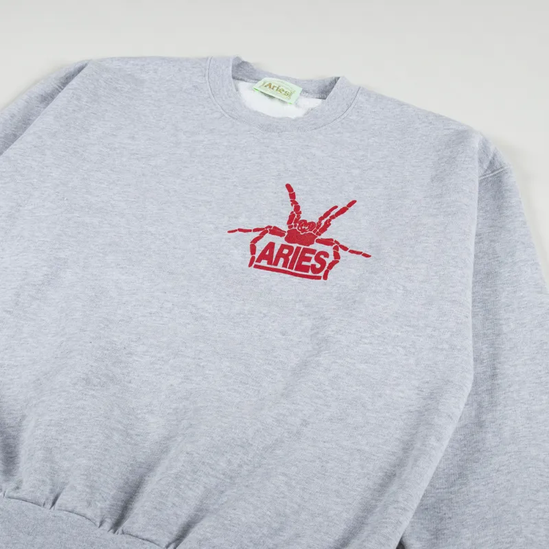 Aries Silas Spider Sweatshirt Grey Marl-3