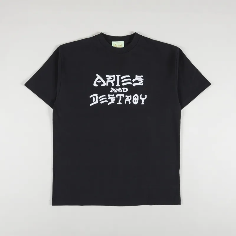 Aries Vintage Aries And Destroy T Shirt Black