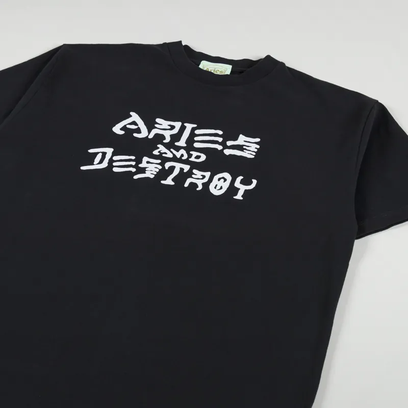 Aries Vintage Aries And Destroy T Shirt Black-1