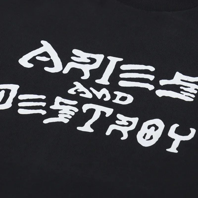 Aries Vintage Aries And Destroy T Shirt Black-2
