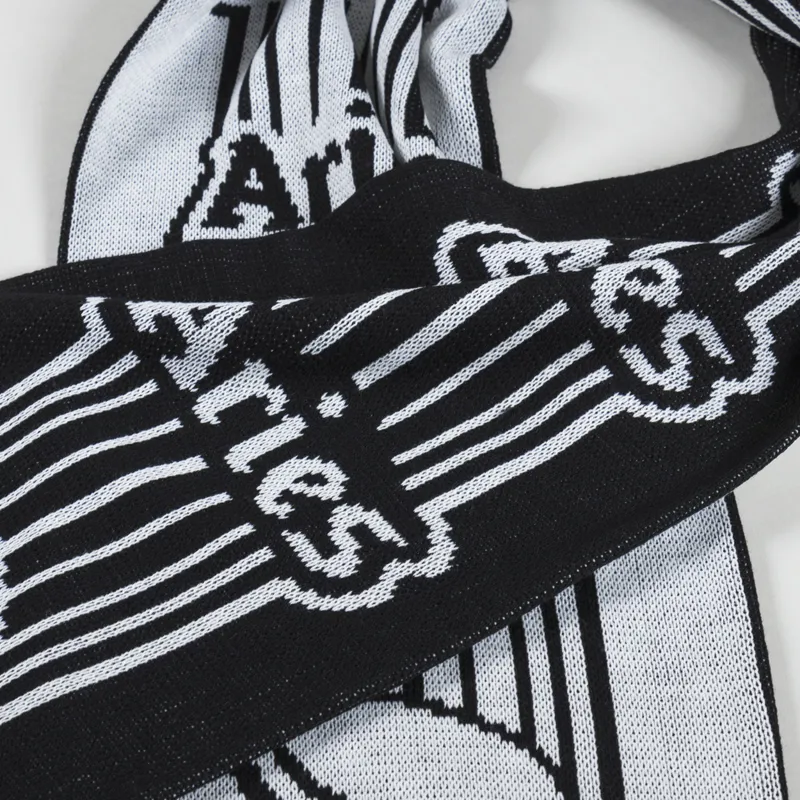 Aries Unisex Column Knitted Winter Scarf Black White