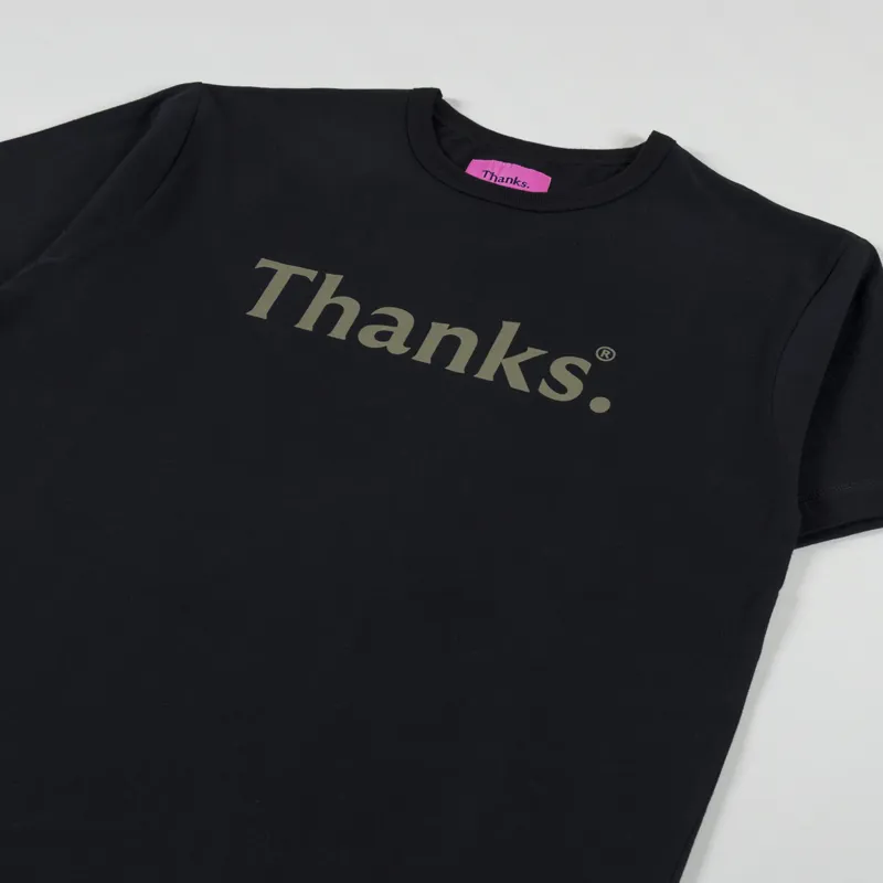 Thanks Logo T Shirt Black Olive-1