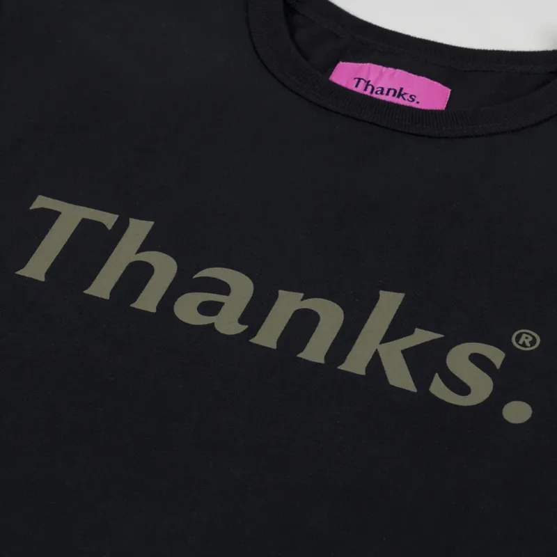 Thanks Logo T Shirt Black Olive-2