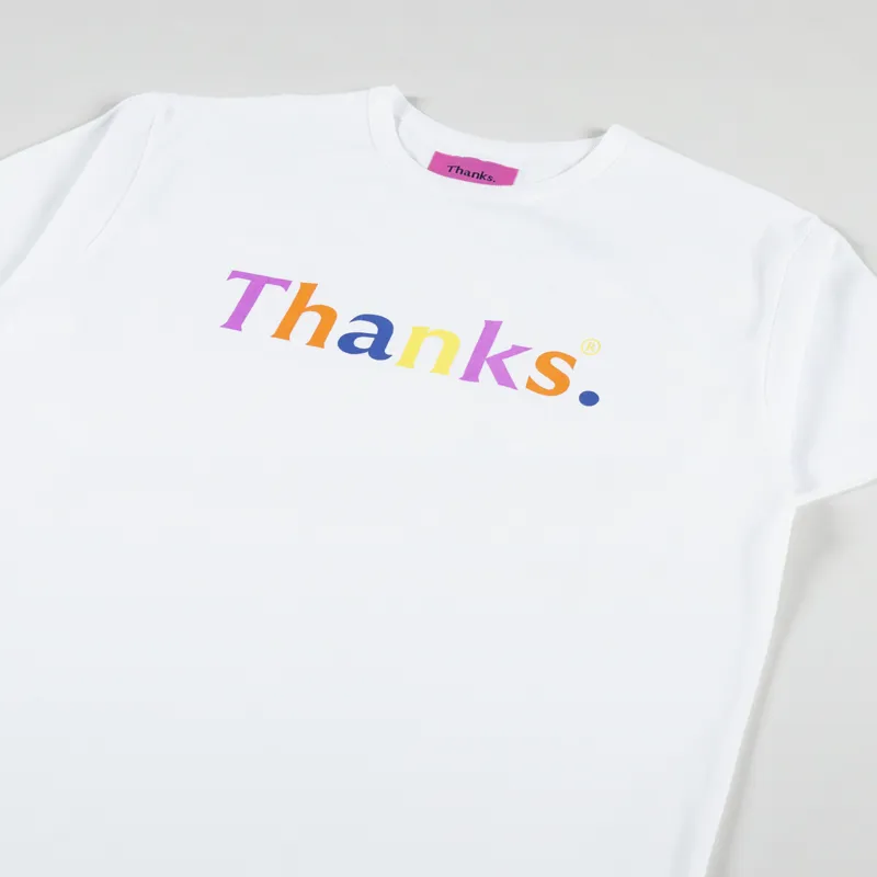 Thanks Logo T Shirt White Multi-1