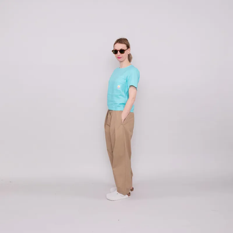 L.F.Markey Womens Basic Linen Tee Aqua-1
