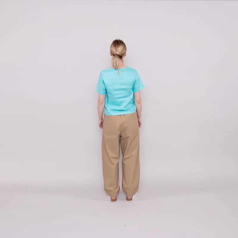 L.F.Markey Womens Basic Linen Tee Aqua-2