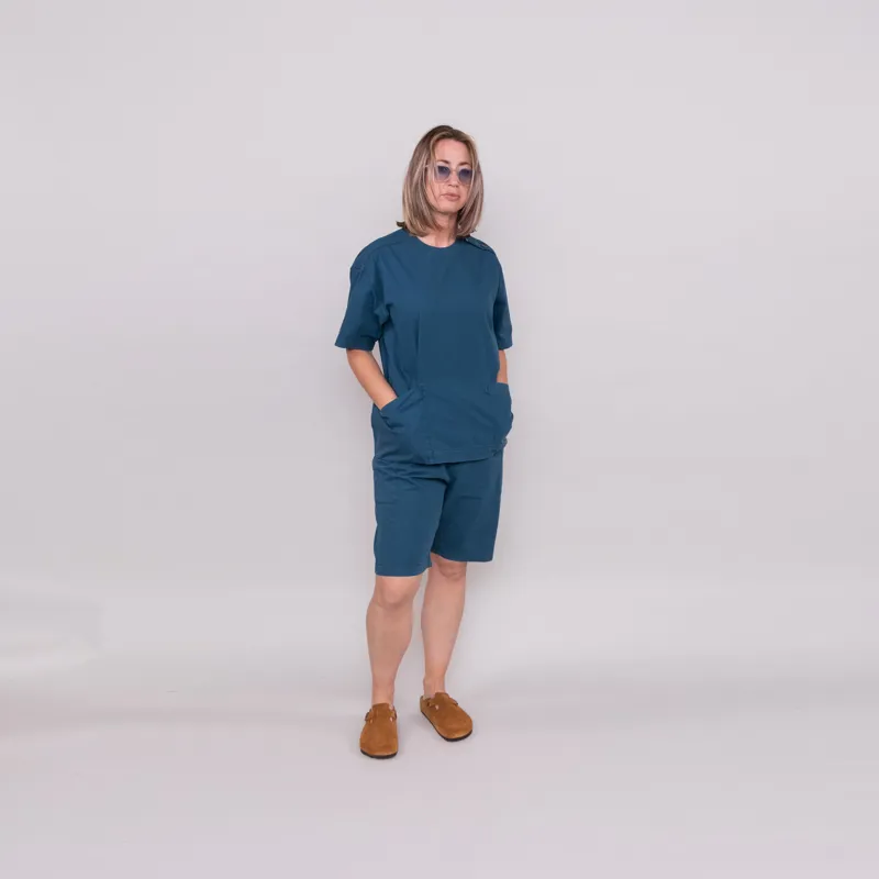 Snow Peak Womens Natural-Dyed Recycled Cotton Shorts Blue-1