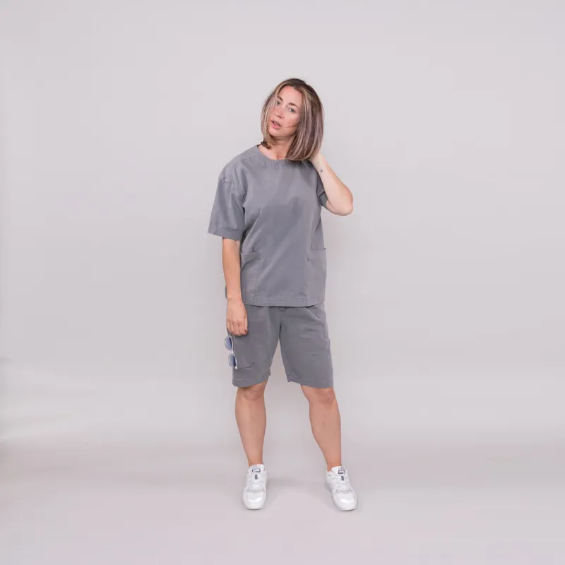 Snow Peak Womens Natural-Dyed Recycled Cotton Shorts Grey-1