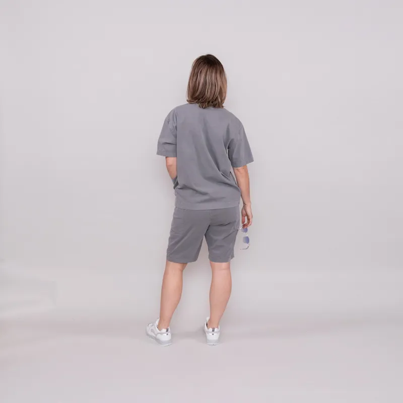 Snow Peak Womens Natural-Dyed Recycled Cotton Shorts Grey-2