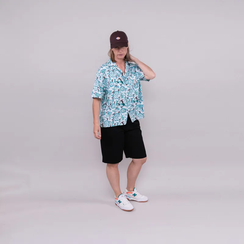 Dickies Womens Roseburg Short Sleeve Shirt Cloud Floral-1