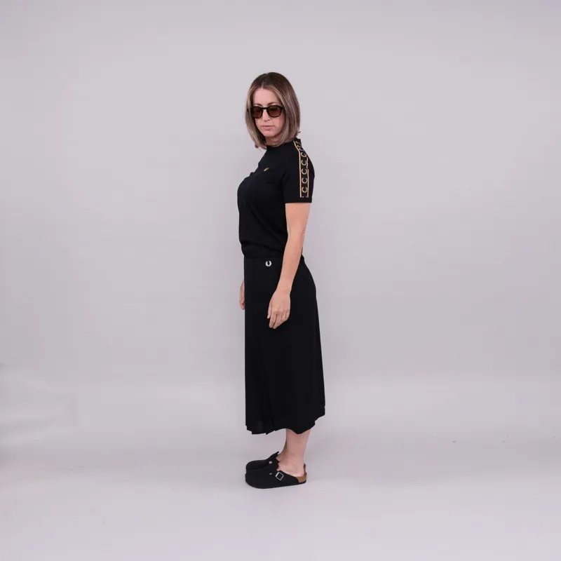 ◆FRED PERRY◆ Womens Pleated Skirt Black AFPF241E106102 AFP Fred Perry Pleated TENNIS SKIRT Women's Tennis Skirt, Black