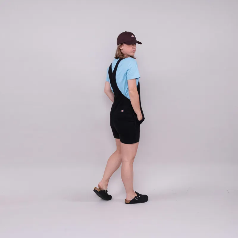 Dickies Womens Duck Canvas Short Bib Stone Washed Black-2