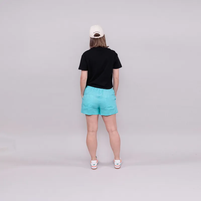L.F.Markey Womens Basic Linen Shorts Aqua-2