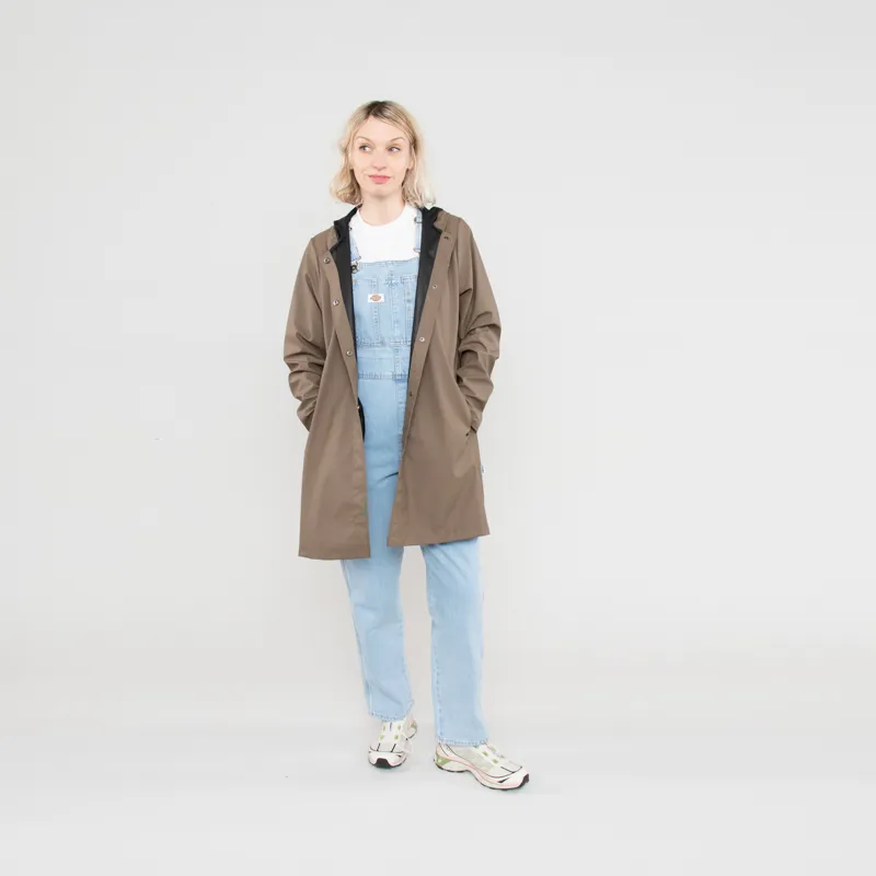 Rains Womens Waterproof Aline Jacket Wood Brown