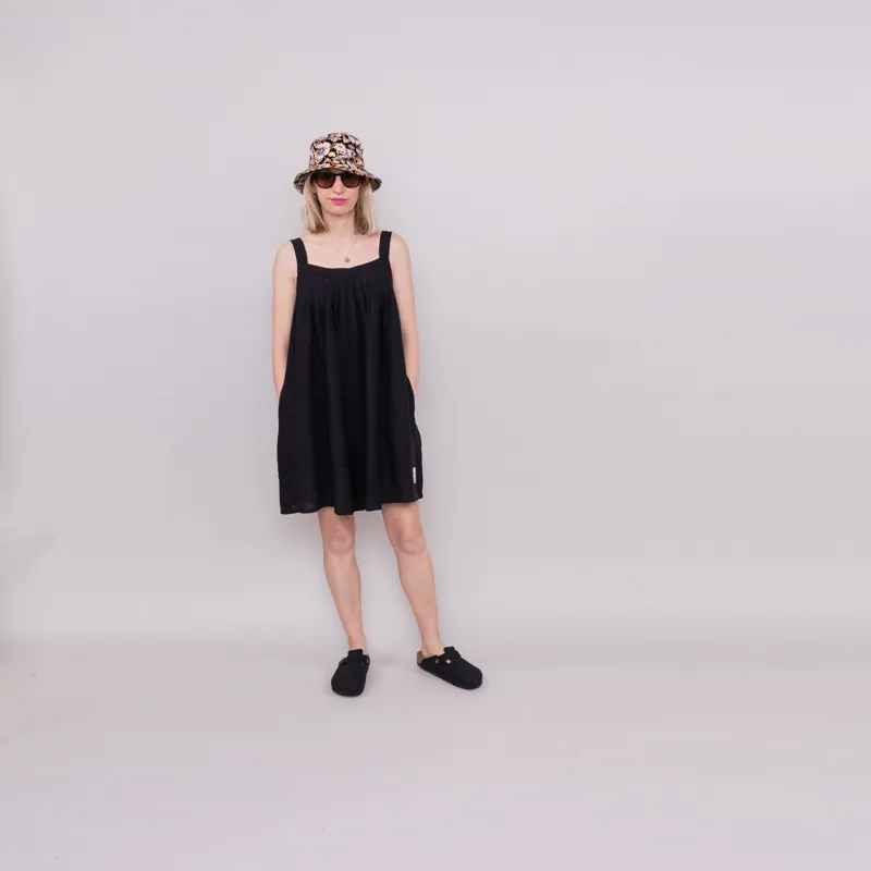 L.F.Markey Womens Basic Linen Romper Black-1