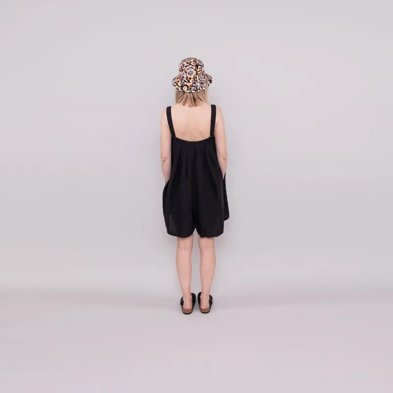 L.F.Markey Womens Basic Linen Romper Black-2