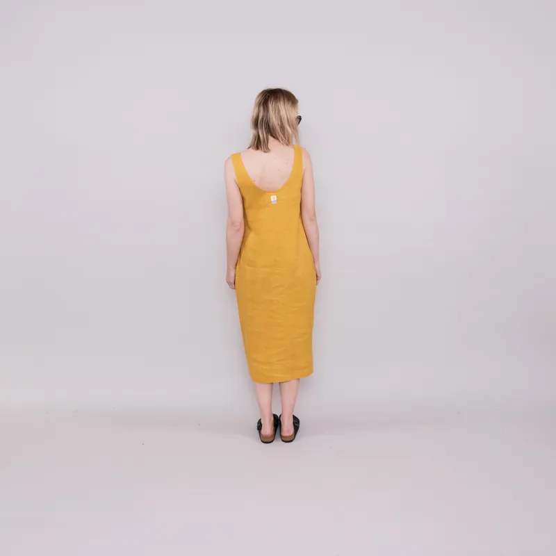 L.F.Markey Womens Basic Linen Shift Dress Ochre-2