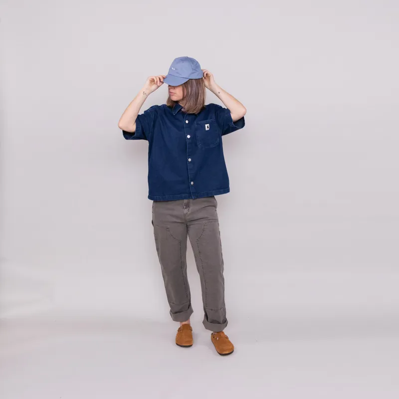 Carhartt WIP Womens Short Sleeve Lovilia Shirt Blue Stone Washed-1
