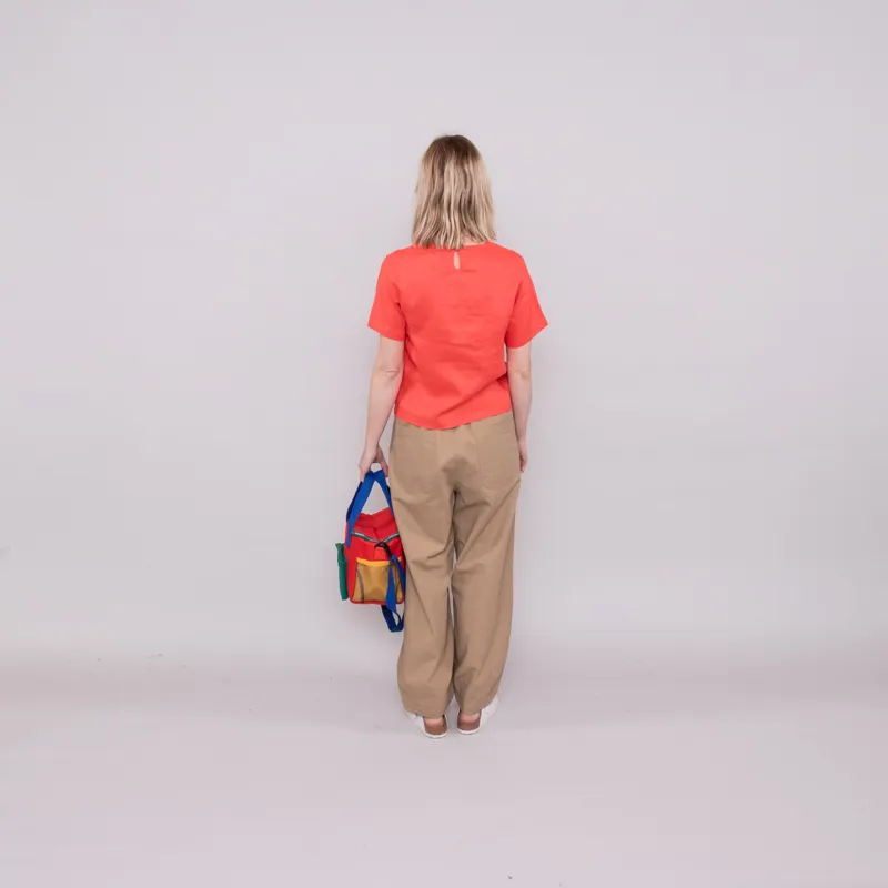 L.F.Markey Womens Basic Linen Tee Vermillion-2