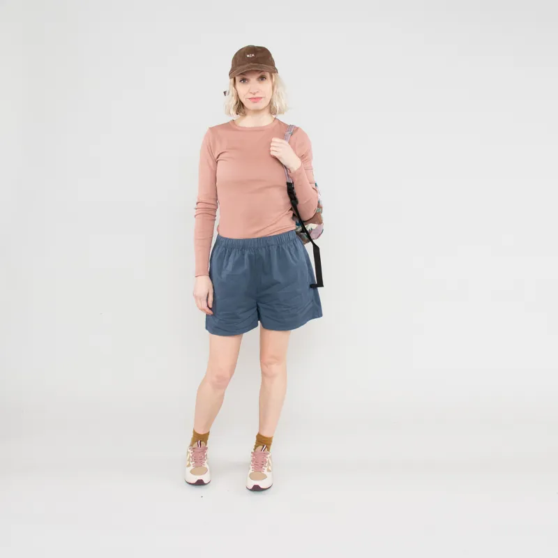 Colorful Standard Womens Organic Twill Shorts Petrol Blue-1