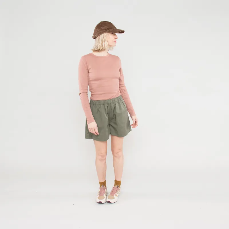 Colorful Standard Womens Organic Twill Shorts Dusty Olive-1