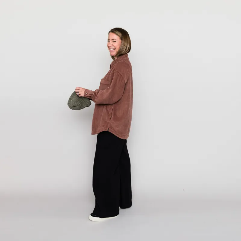 Rhythm Womens Cord Oversized Shacket Chocolate-2