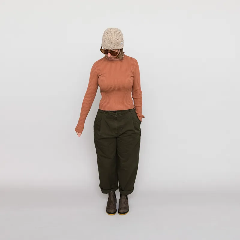 Rhythm Womens Classic Knit Long Sleeve Top Cinnamon-1