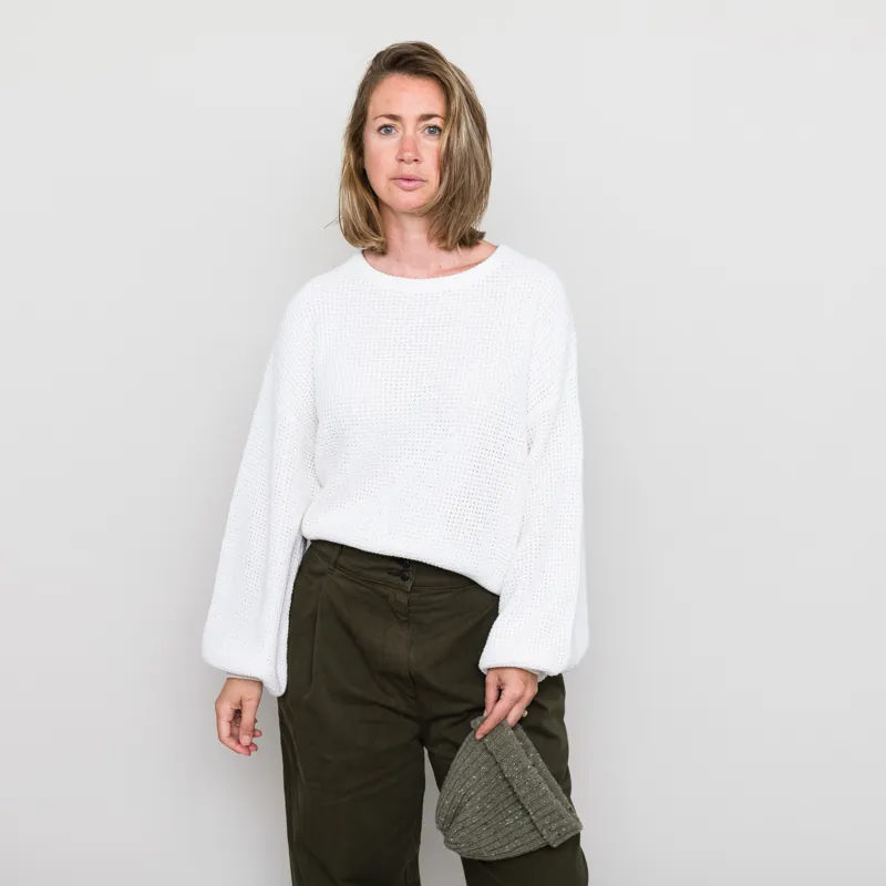 Rhythm Womens Classic Knit Jumper White-2