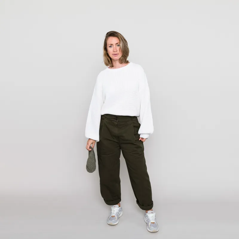 Rhythm Womens Classic Knit Jumper White-1