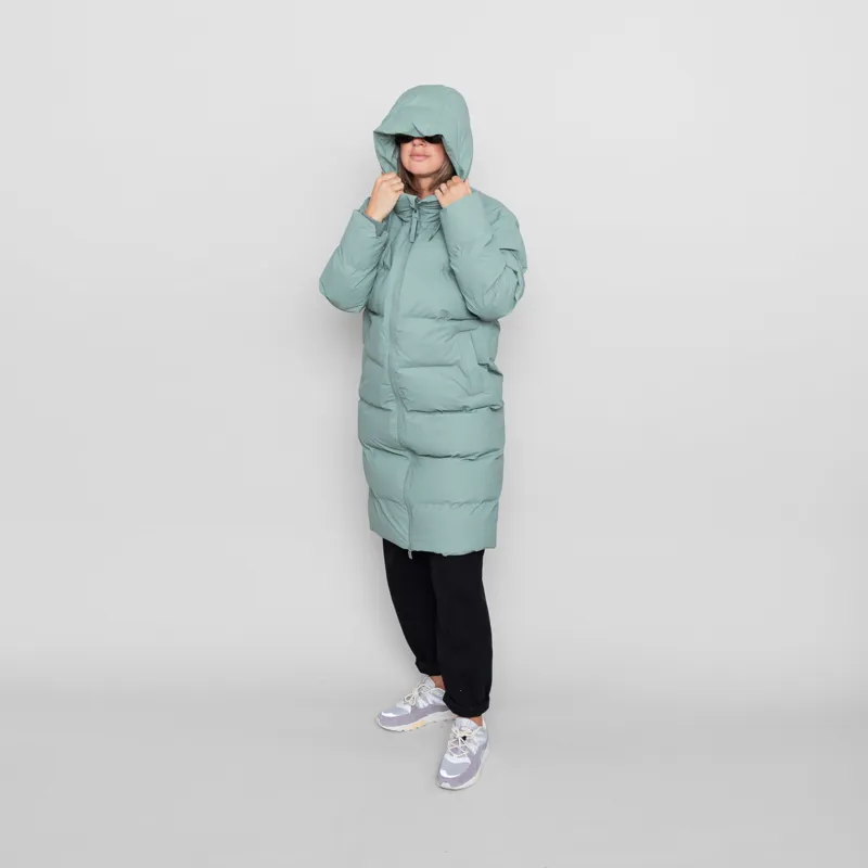 Rains Womens Alta Long Puffer Jacket Haze-2