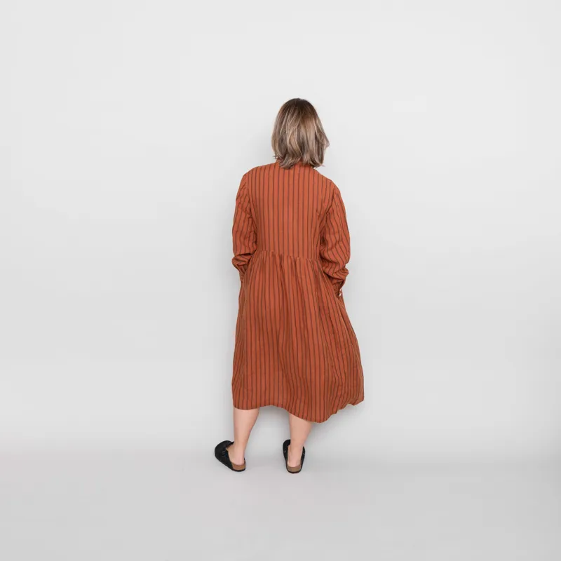 Sideline Womens Whistle Dress Rust Stripe-3