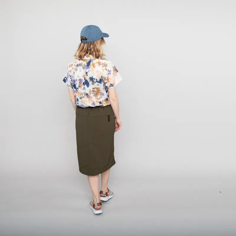 Gramicci Womens Nylon Packable Midi Skirt Deep Olive-3