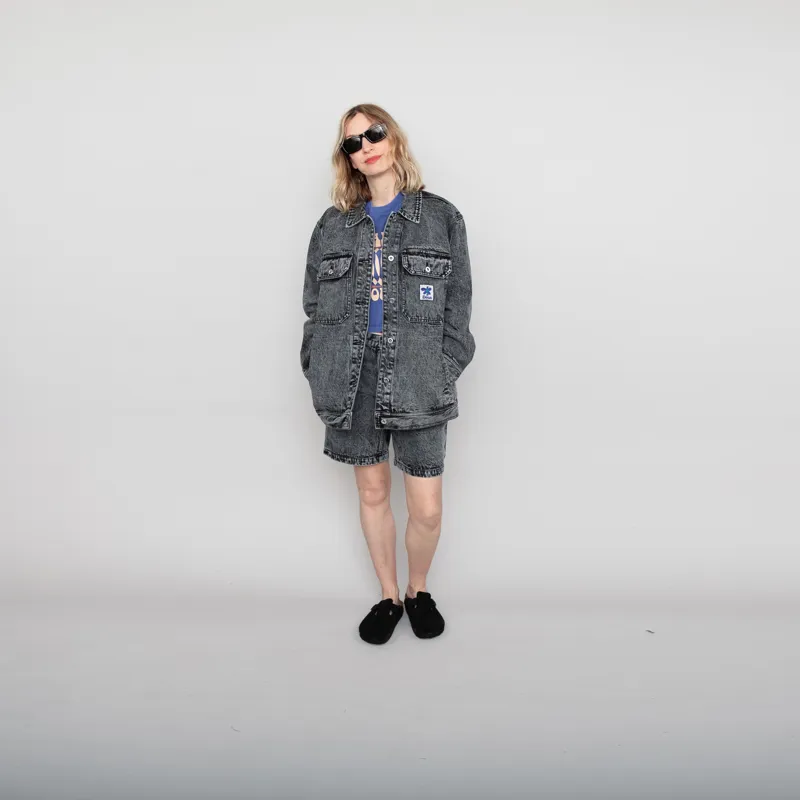 Deus Ex Machina Womens Crosby Denim Jacket Black Acid Stonewash-1