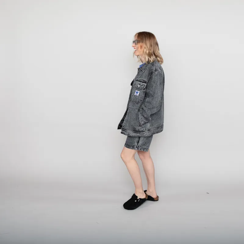 Deus Ex Machina Womens Crosby Denim Jacket Black Acid Stonewash-2